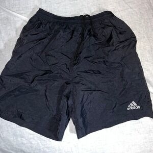 Adidas Black Athletic Shorts Size M Drawstring Waist Logo